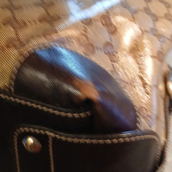 AUTHENTIC GUCCI CREST GG CRYSTAL 2 WAY TOTE BAG GG PVC LEATHER - Picture 10 of 11